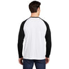 Sport-Tek Men's Black Triad Solid/White Triad Solid PosiCharge Long Sleeve Tri-Blend Wicking Raglan Tee