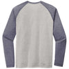 Sport-Tek Men's True Navy Heather/Light Grey Heather PosiCharge Long Sleeve Tri-Blend Wicking Raglan Tee