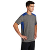 Sport-Tek Men's True Royal/Dark Grey Heather PosiCharge Tri-Blend Wicking Draft Tee