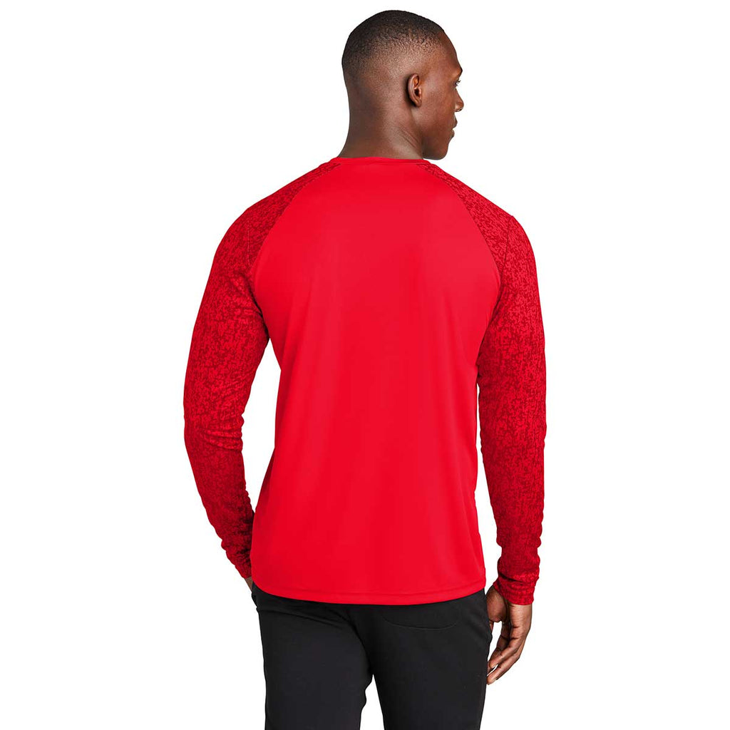 Sport-Tek Men's True Red PosiCharge Digi Camo Long Sleeve Tee