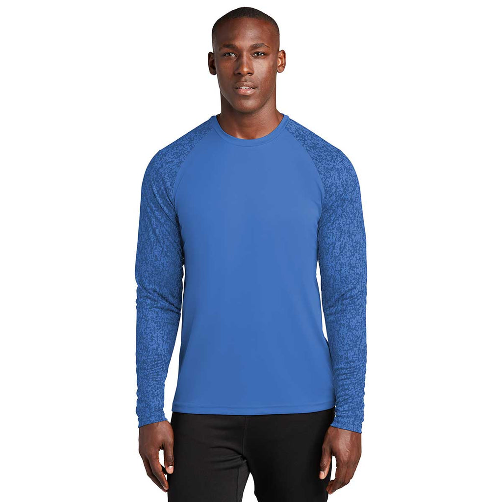 Sport-Tek Men's True Royal PosiCharge Digi Camo Long Sleeve Tee