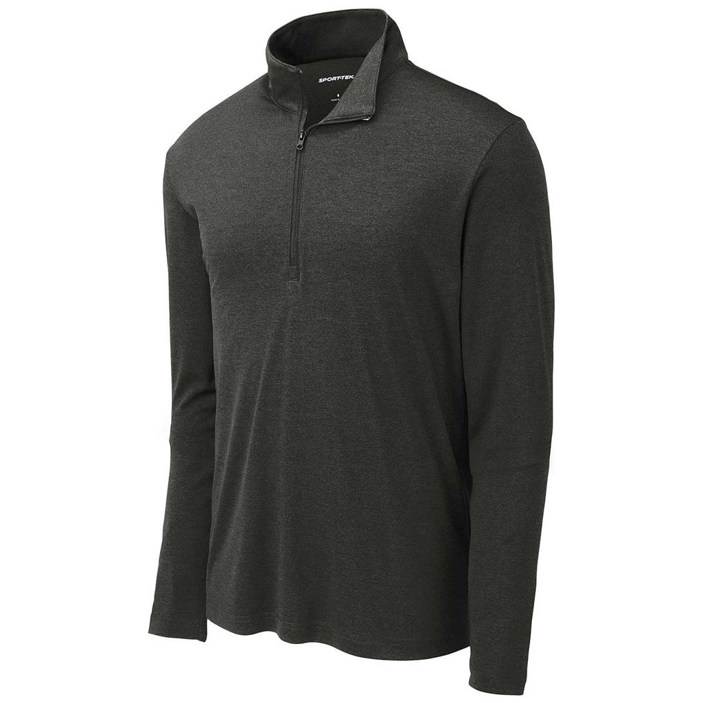 Sport-Tek Men's Black Heather Endeavor 1/4 Zip Pullover