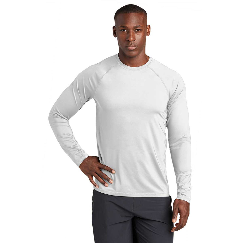 Sport-Tek Men's White Long Sleeve Rashguard Tee