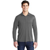 Sport-Tek Men's Dark Smoke Grey Posi-UV Pro Long Sleeve Polo