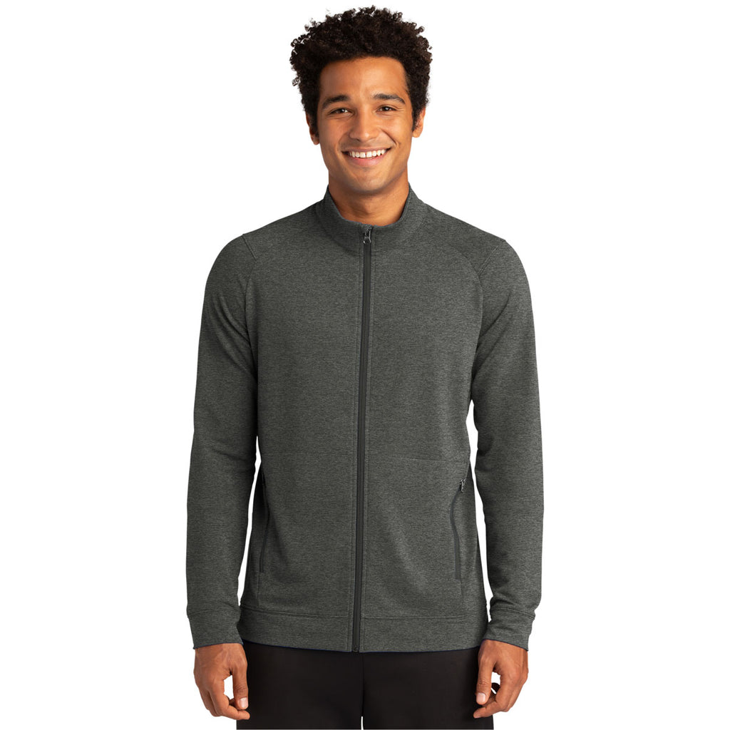 Sport-Tek Men's Dark Grey Heather Sport-Wick Flex Fleece Full-Zip