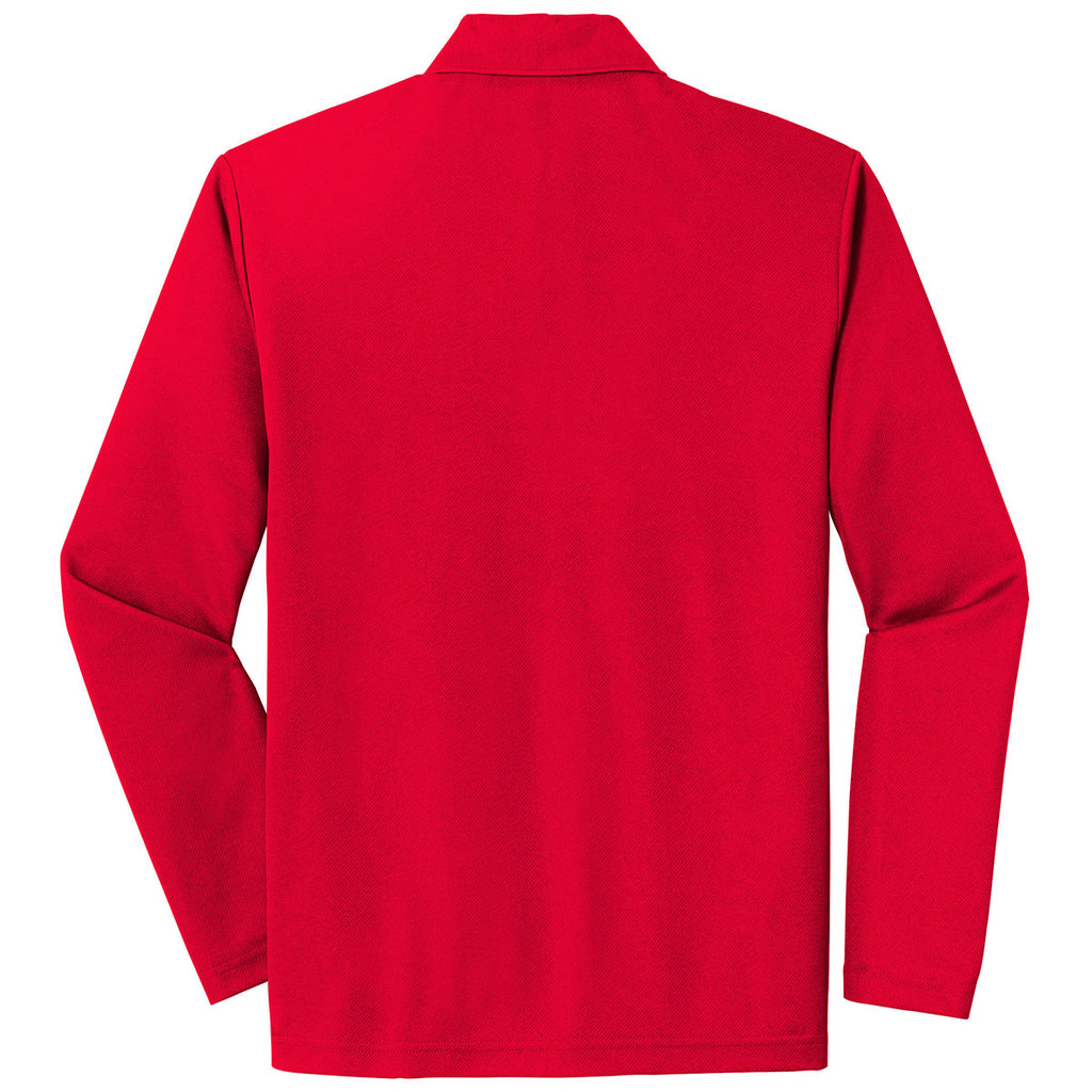 Sport-Tek Men's True Red PosiCharge RacerMesh Long Sleeve Polo