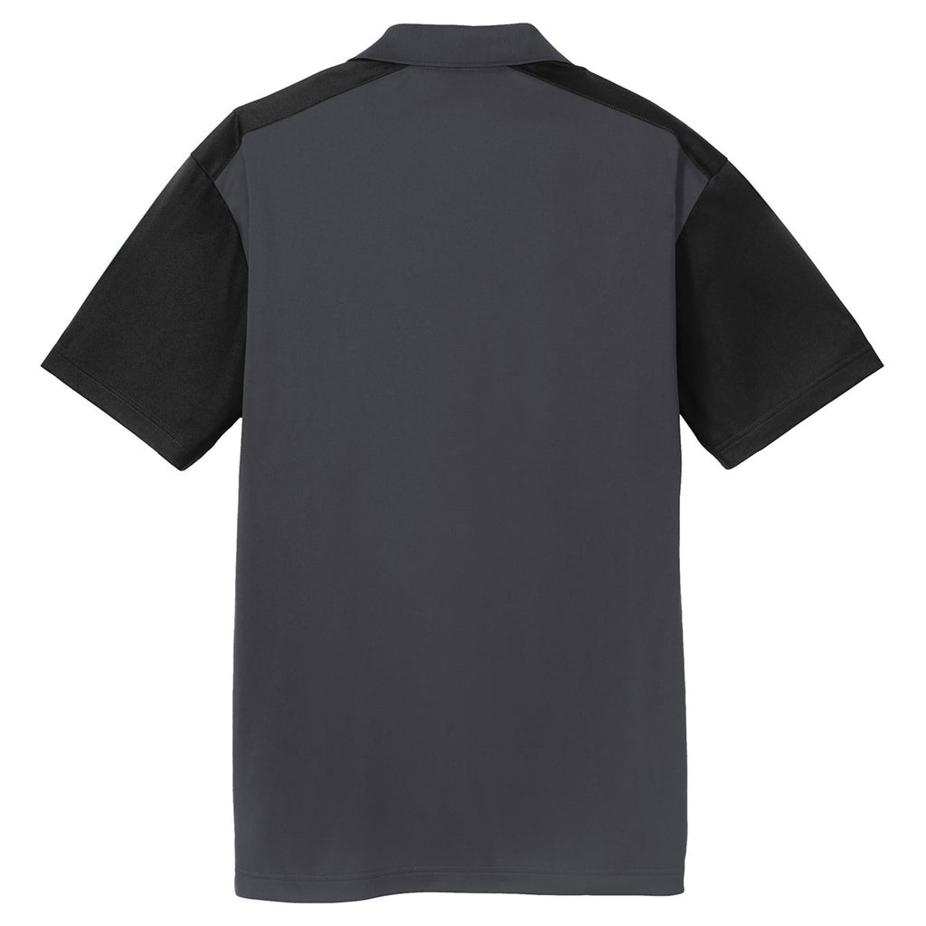 Sport-Tek Men's Iron Grey/Black Colorblock Micropique Sport-Wick Polo