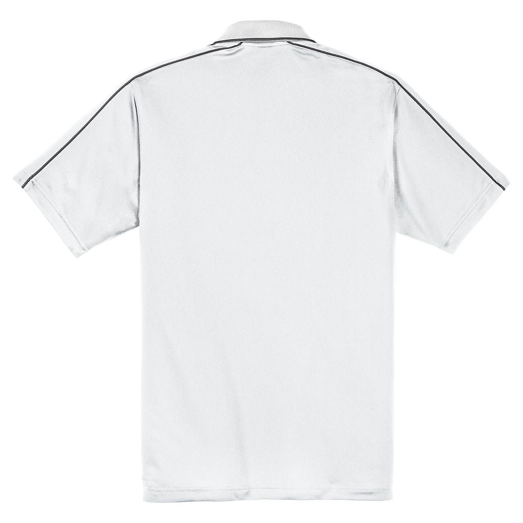 Sport-Tek Men's White/Iron Grey Micropique Sport-Wick Piped Polo