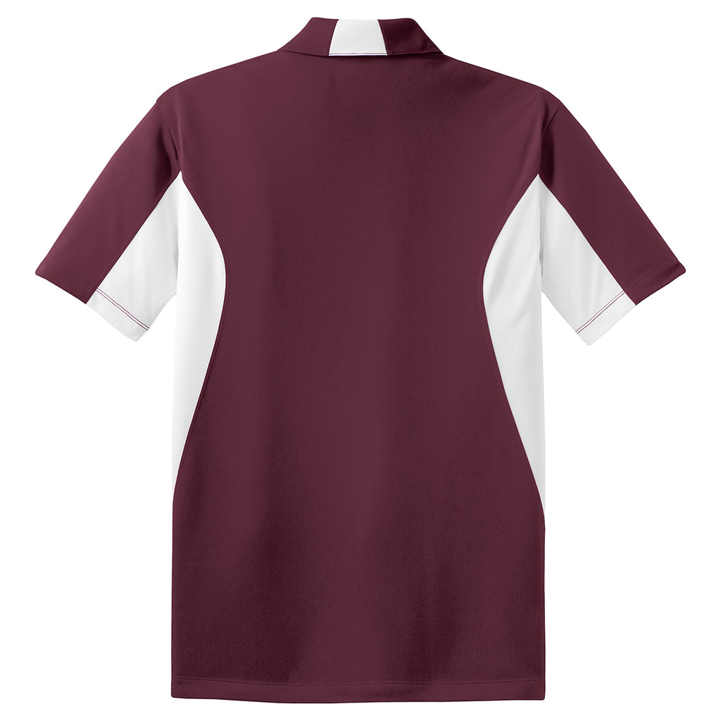 Sport-Tek Men's Maroon/White Side Blocked Micropique Sport-Wick Polo