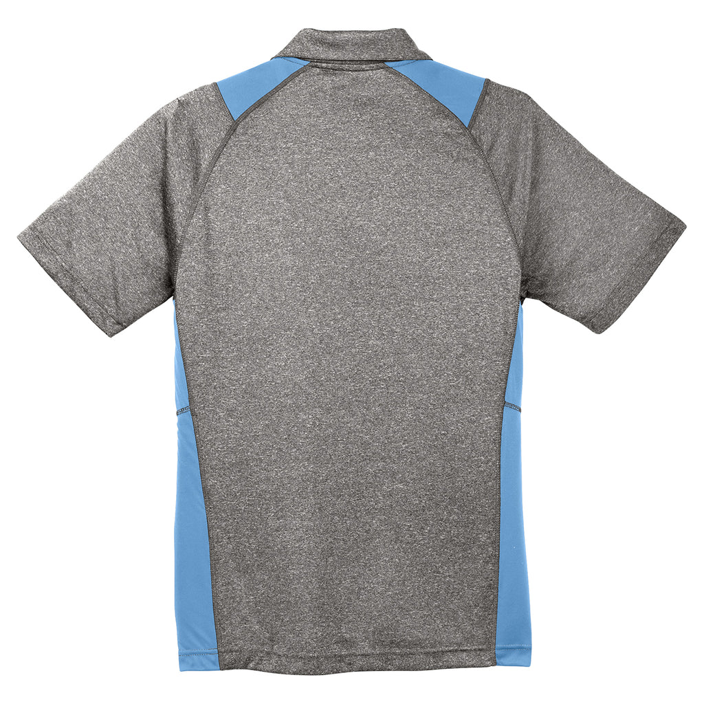 Sport-Tek Men's Vintage Heather/Carolina Blue Heather Colorblock Contender Polo
