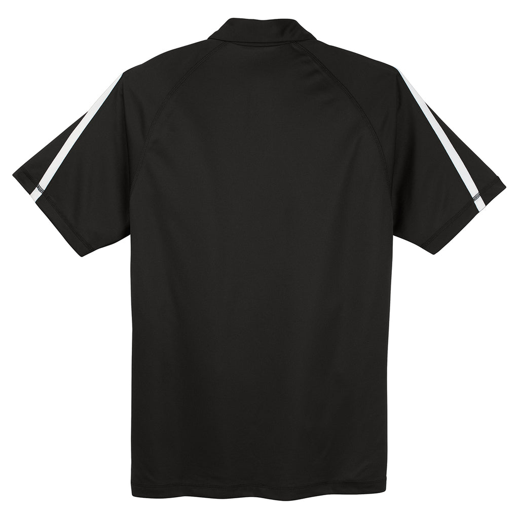 Sport-Tek Men's Black/White PosiCharge Micro-Mesh Colorblock Polo