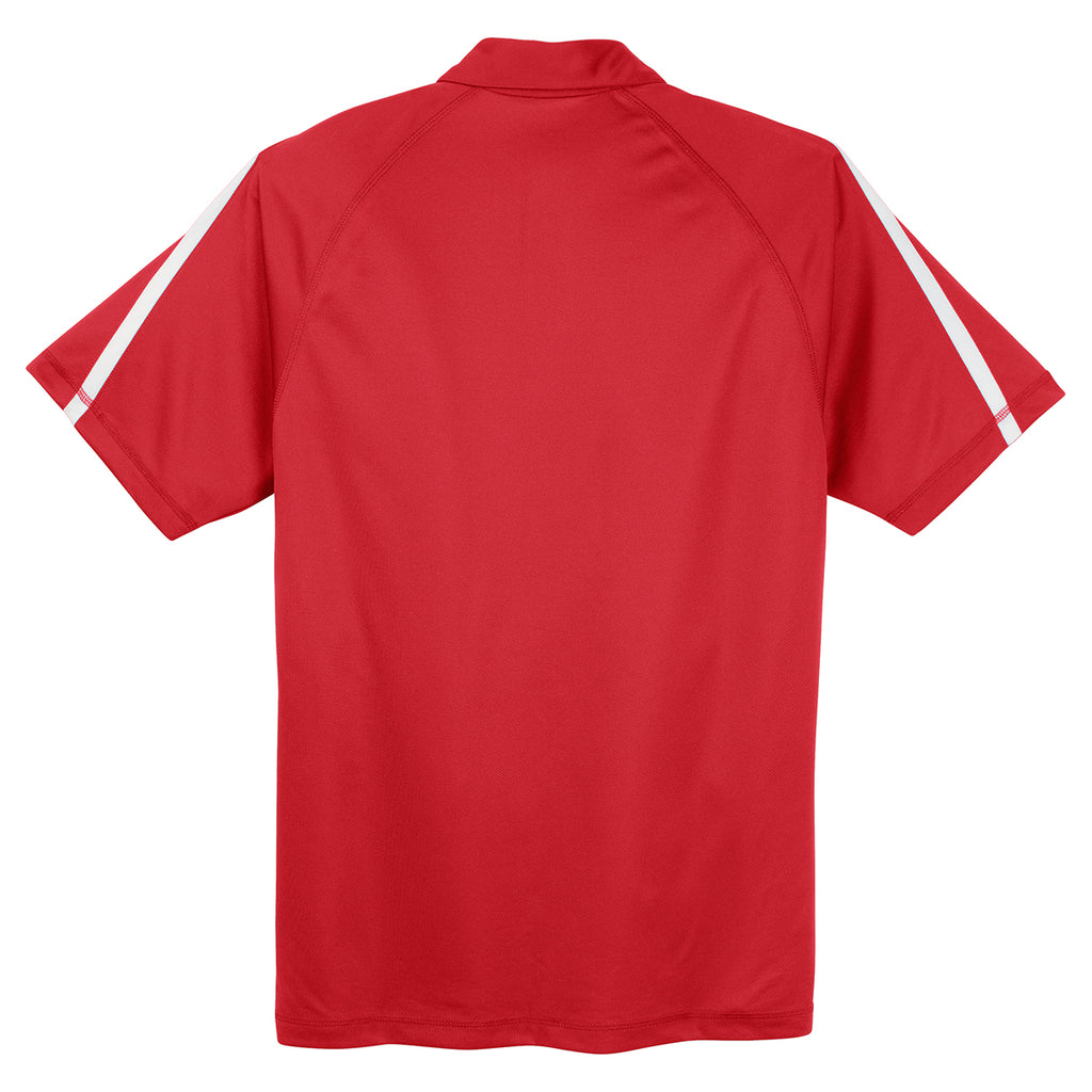 Sport-Tek Men's True Red/ White PosiCharge Micro-Mesh Colorblock Polo