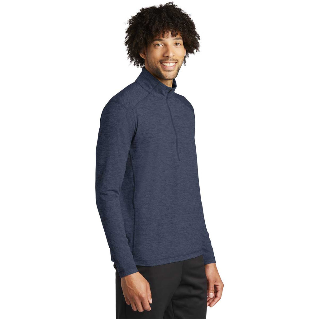 Sport-Tek Men's Dark Denim Heather Exchange 1.5 Long Sleeve Half Zip