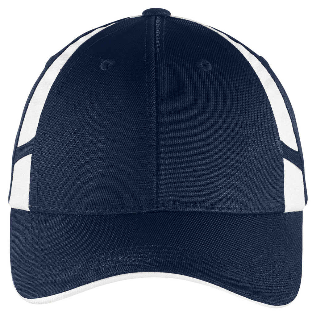 Sport-Tek True Navy/White Dry Zone Mesh Inset Cap