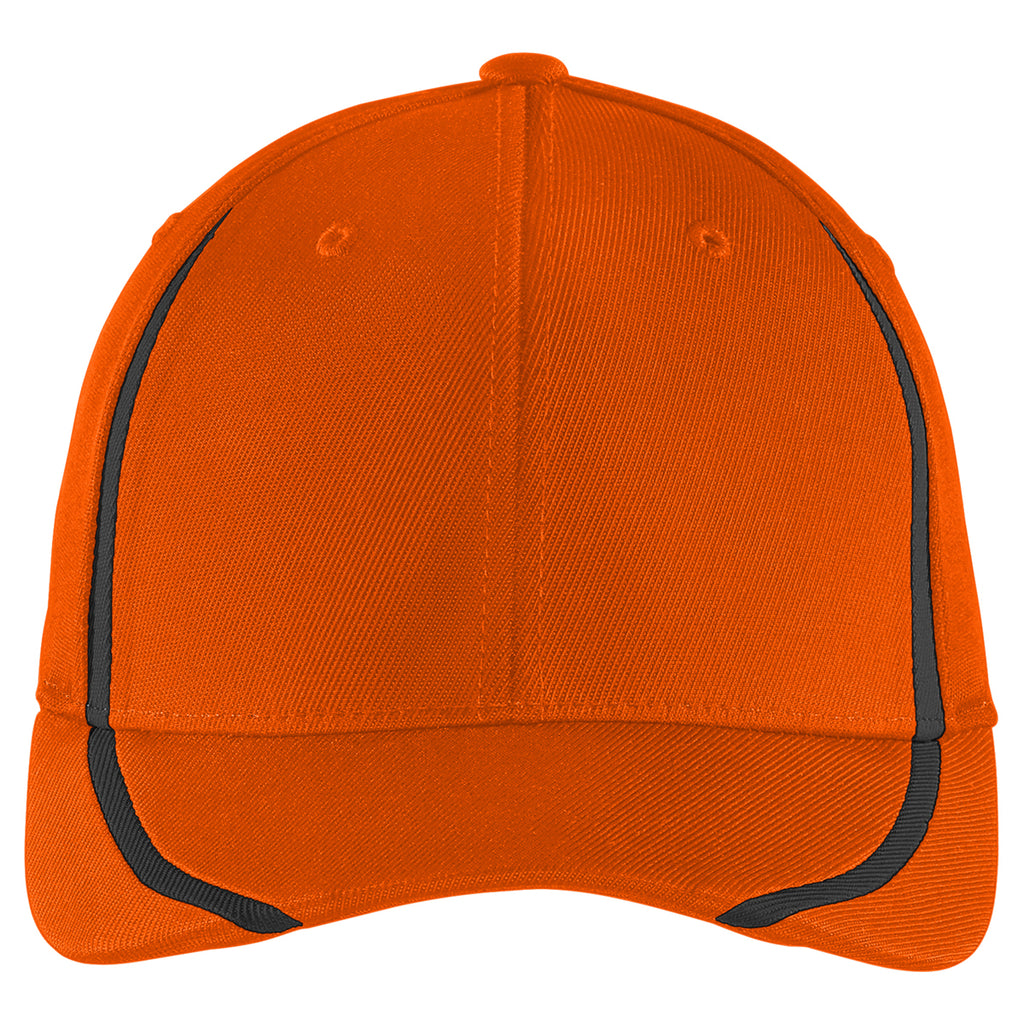 Sport-Tek Deep Orange/Black Flexfit Performance Colorblock Cap