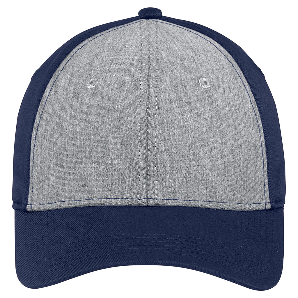 Sport-Tek Vintage Heather/True Navy Jersey Front Cap