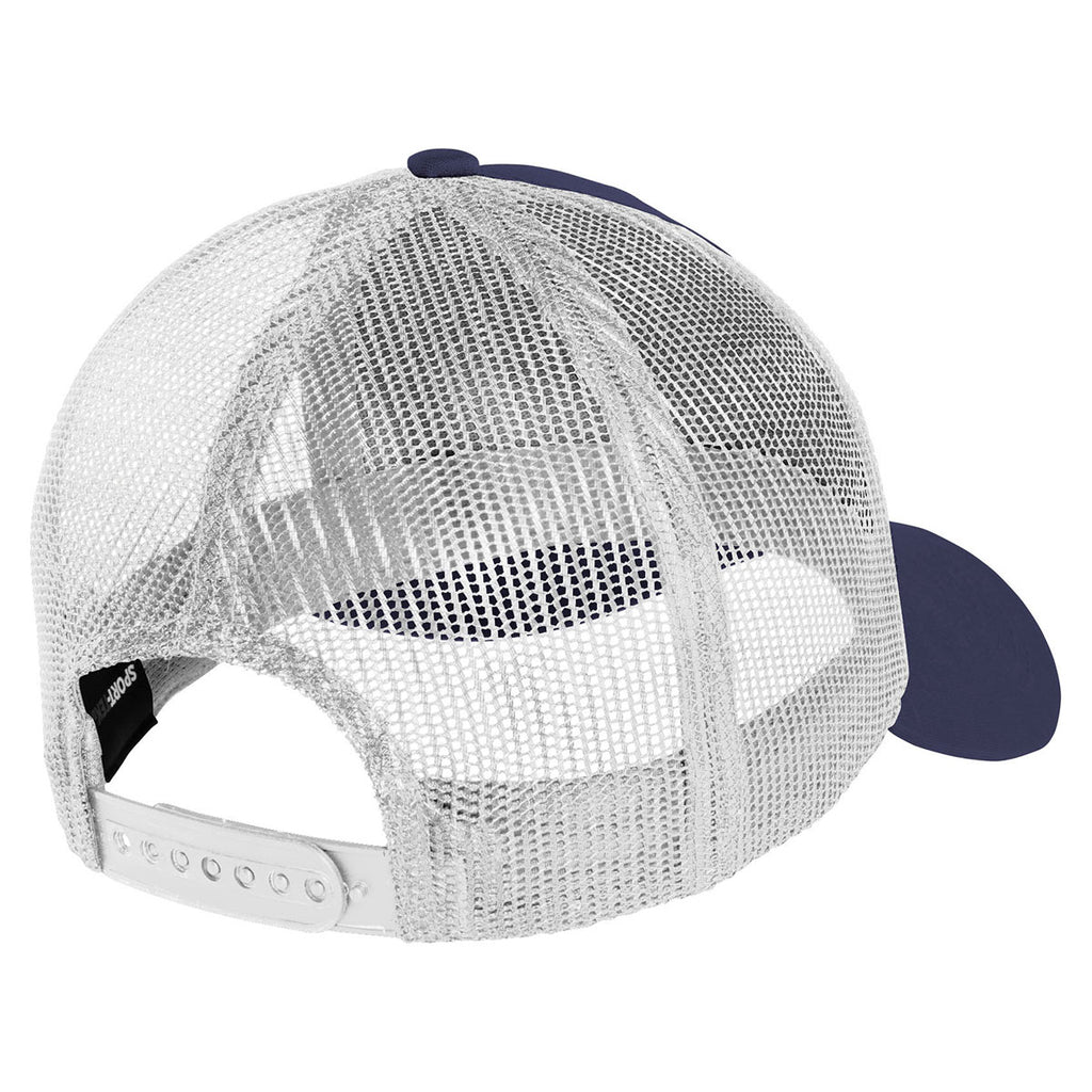 Sport-Tek True Navy/White PosiCharge Competitor Mesh Back Cap