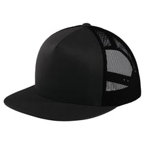 Sport-Tek Black/Black Yupoong 5-Panel Classic Trucker Mesh Back Cap