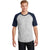 Sport-Tek Men's Heather Grey/ Navy Short Sleeve Colorblock Raglan Jersey