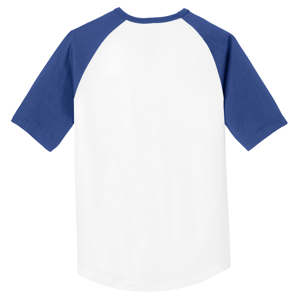 Sport-Tek Men's White/ Royal Short Sleeve Colorblock Raglan Jersey