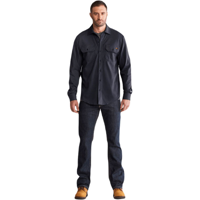 Timberland Men's Navy Flame Resistance Cotton Core Button Front Shirt