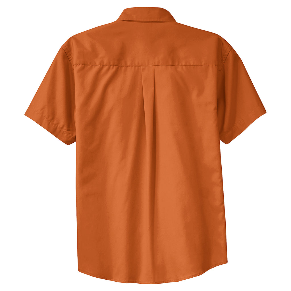 Port Authority Men's Texas Orange/Light Stone Tall Short Sleeve Easy Care Shirt