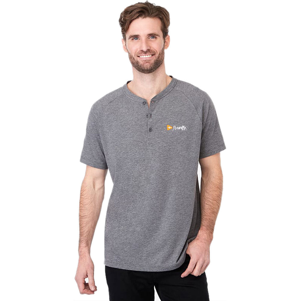 Elevate Men's Heather Charcoal Somoto Eco Short Sleeve Henley