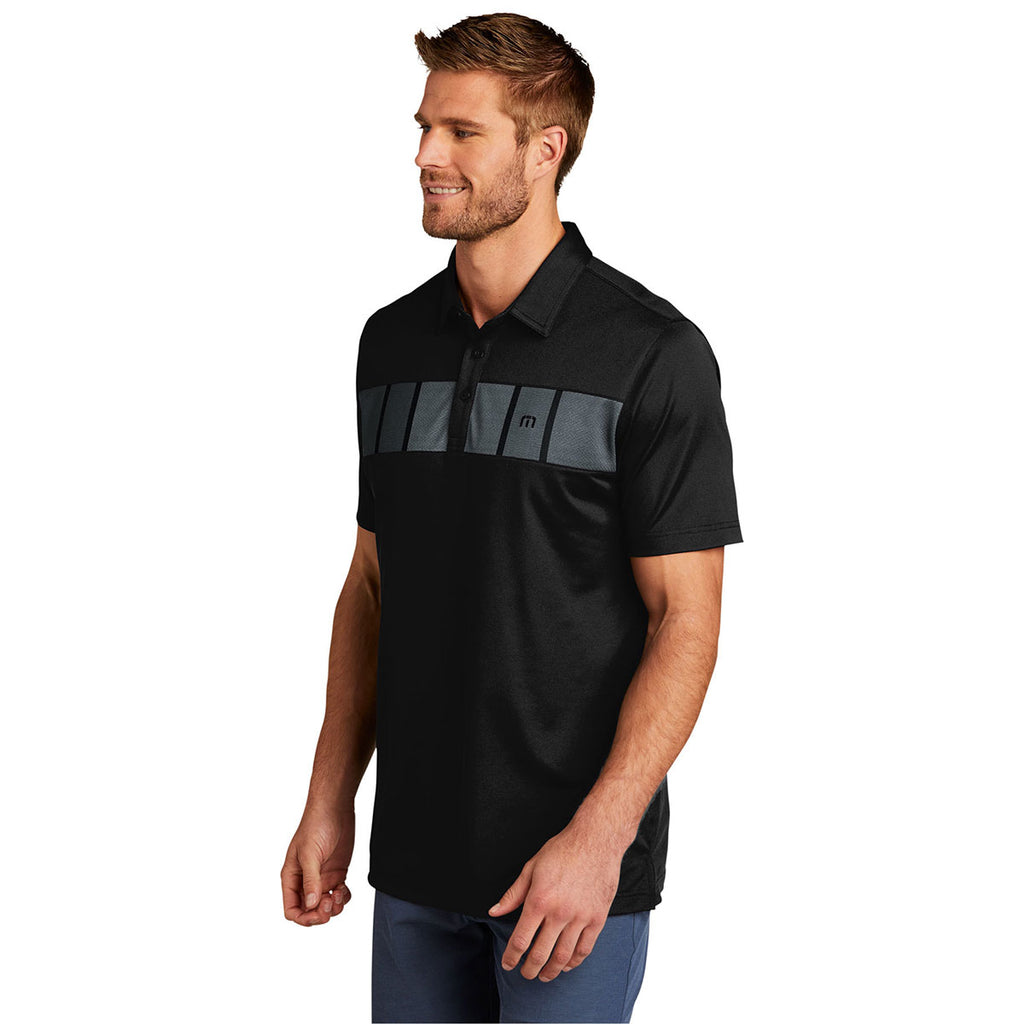 TravisMathew Men's Black Cabana Chest Stripe Polo