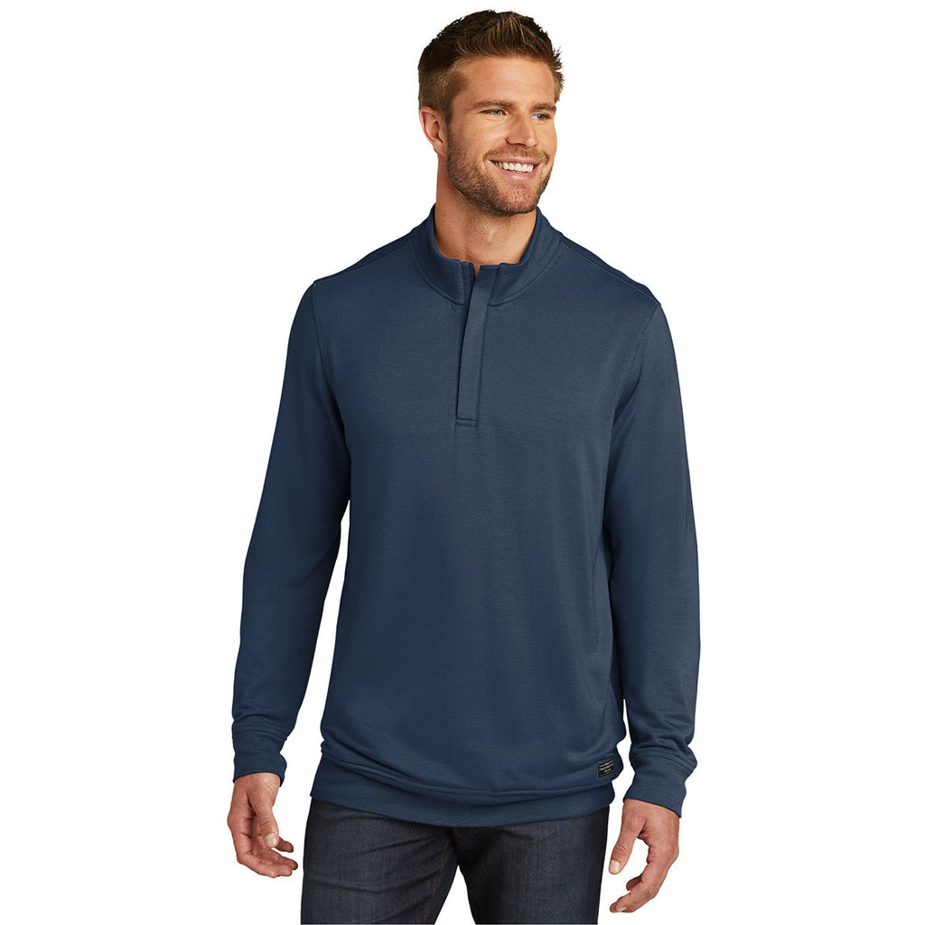 TravisMathew Men's Blue Nights Newport Quarter Zip Fleece