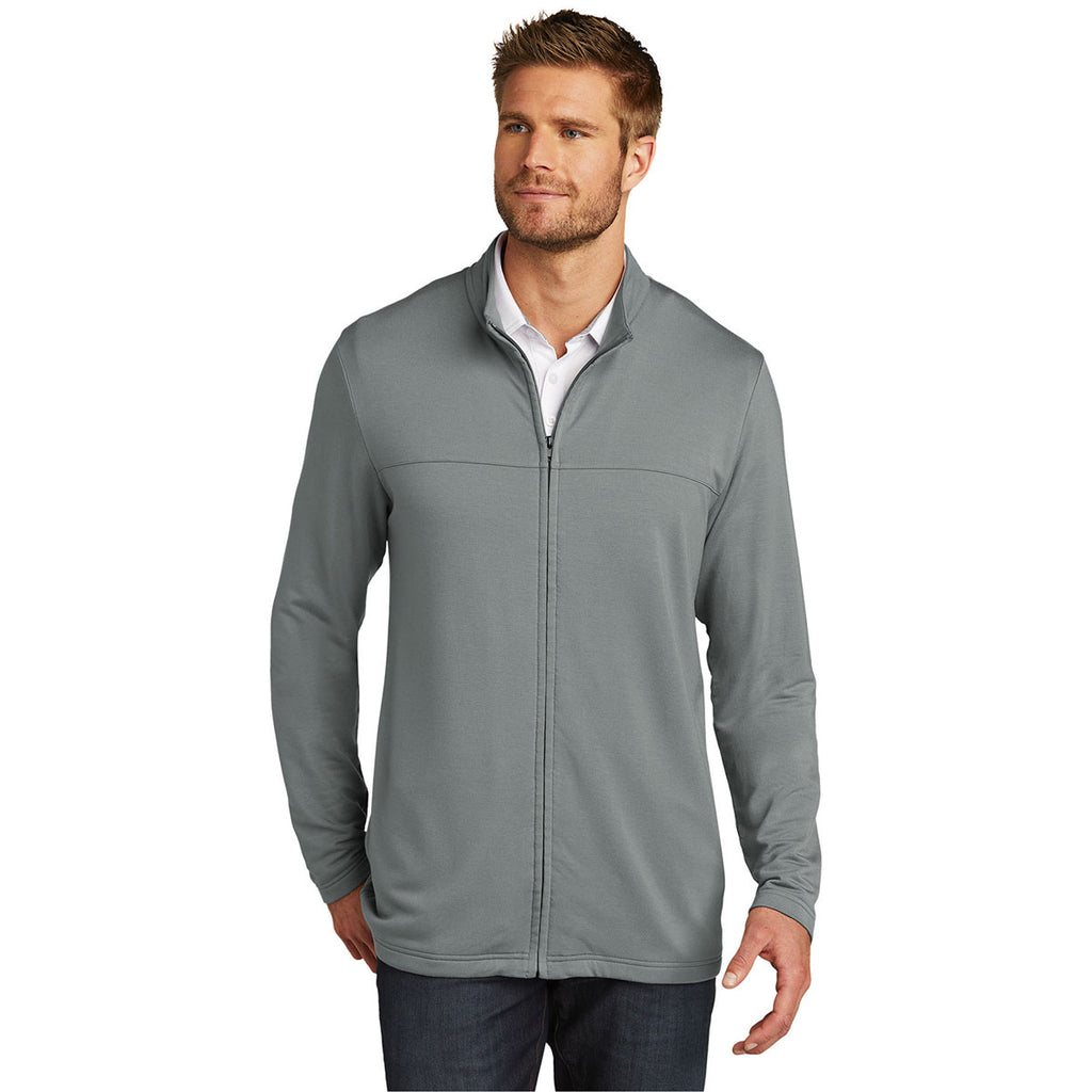 TravisMathew Men's Quiet Shade Grey Newport Full-Zip Fleece