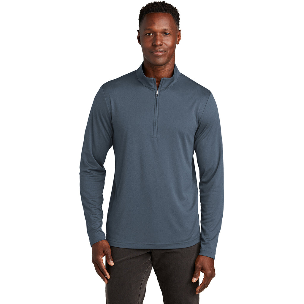 TravisMathew Men's Vintage Indigo/Black Coto Performance Quarter Zip