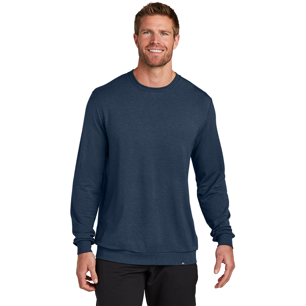 TravisMathew Men's Blue Nights Heather Long Weekend Crew