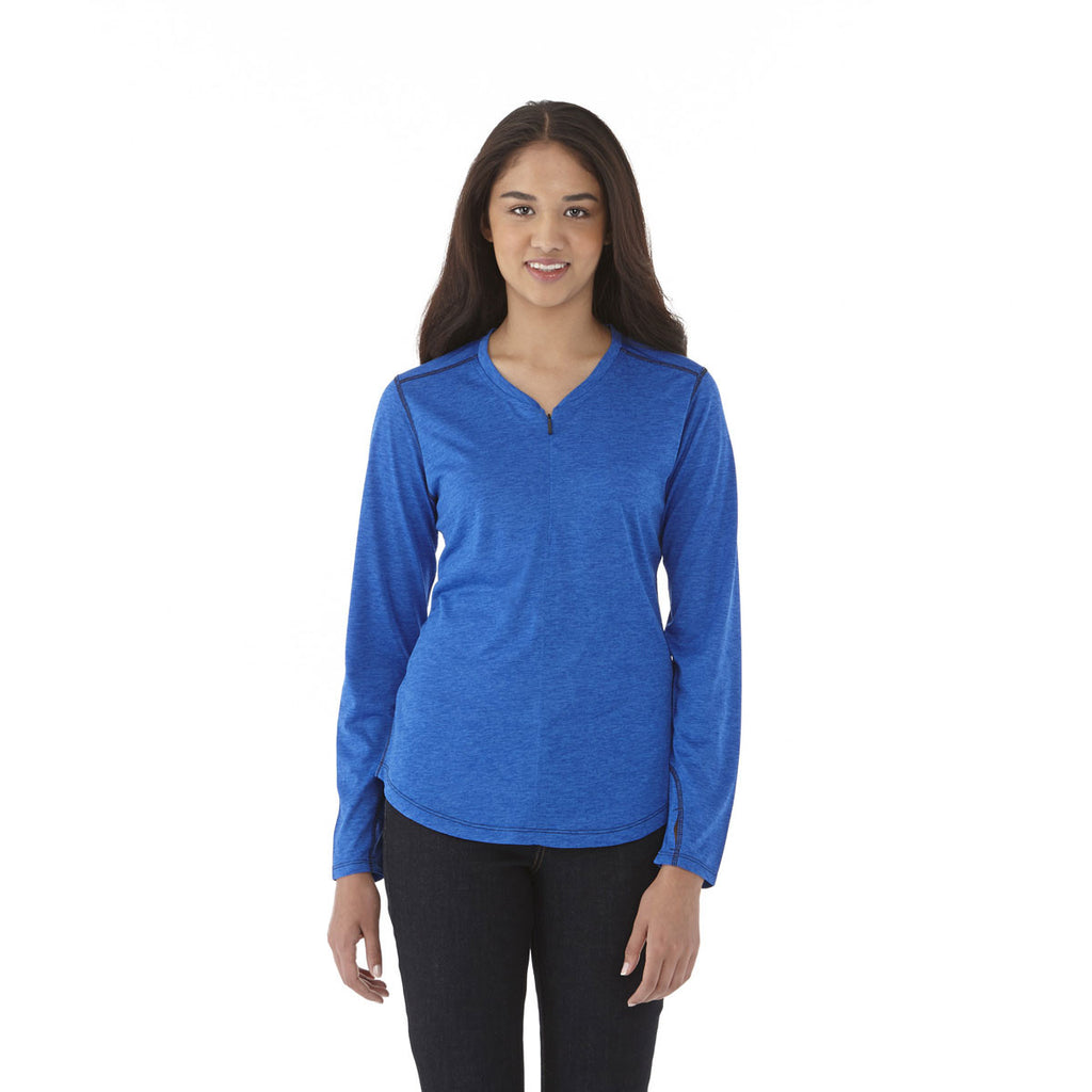 Elevate Women's Olympic Blue Heather Quadra Long Sleeve Shirt