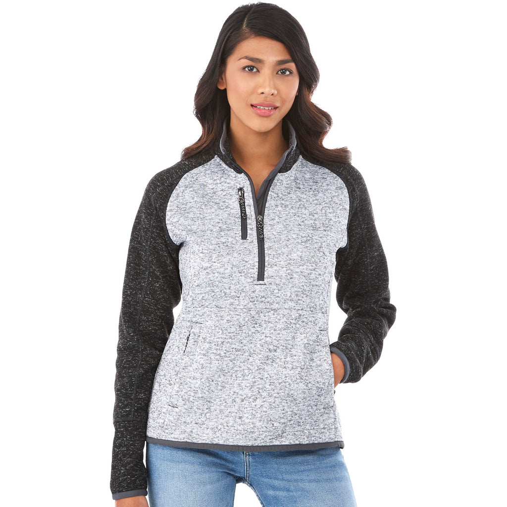 Elevate Women's Light Heather Grey/Black Smoke Heather Vorlage Half Zip Knit Jacket