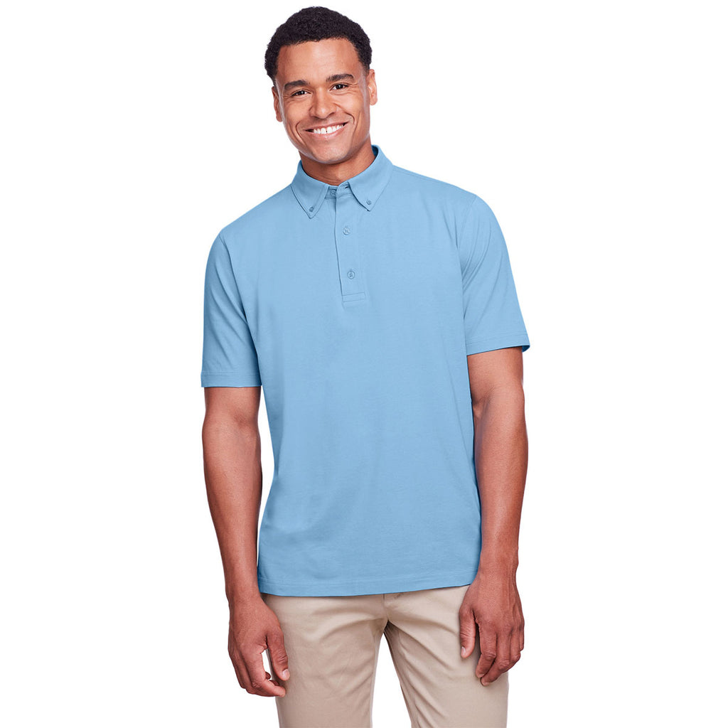 UltraClub Men's Columbia Blue Lakeshore Stretch Cotton Performance Polo