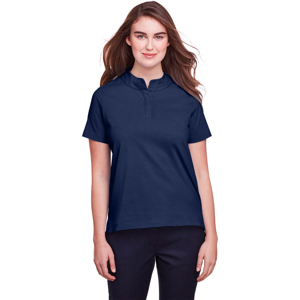 UltraClub Women's Navy Lakeshore Stretch Cotton Performance Polo