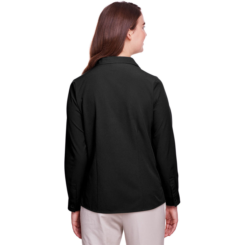 UltraClub Women's Black Bradley Performance Woven Shirt