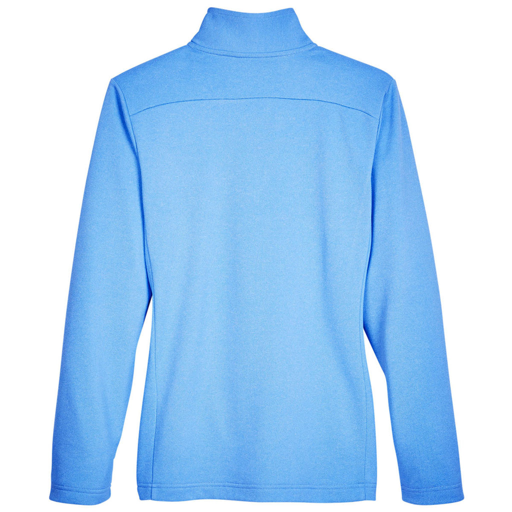 UltraClub Women's Colmbia Blue Heather Coastal Pique Fleece Quarter-Zip