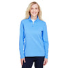 UltraClub Women's Colmbia Blue Heather Coastal Pique Fleece Quarter-Zip