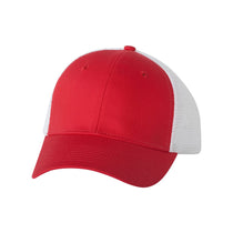 Valucap Red/White Twill Trucker Cap