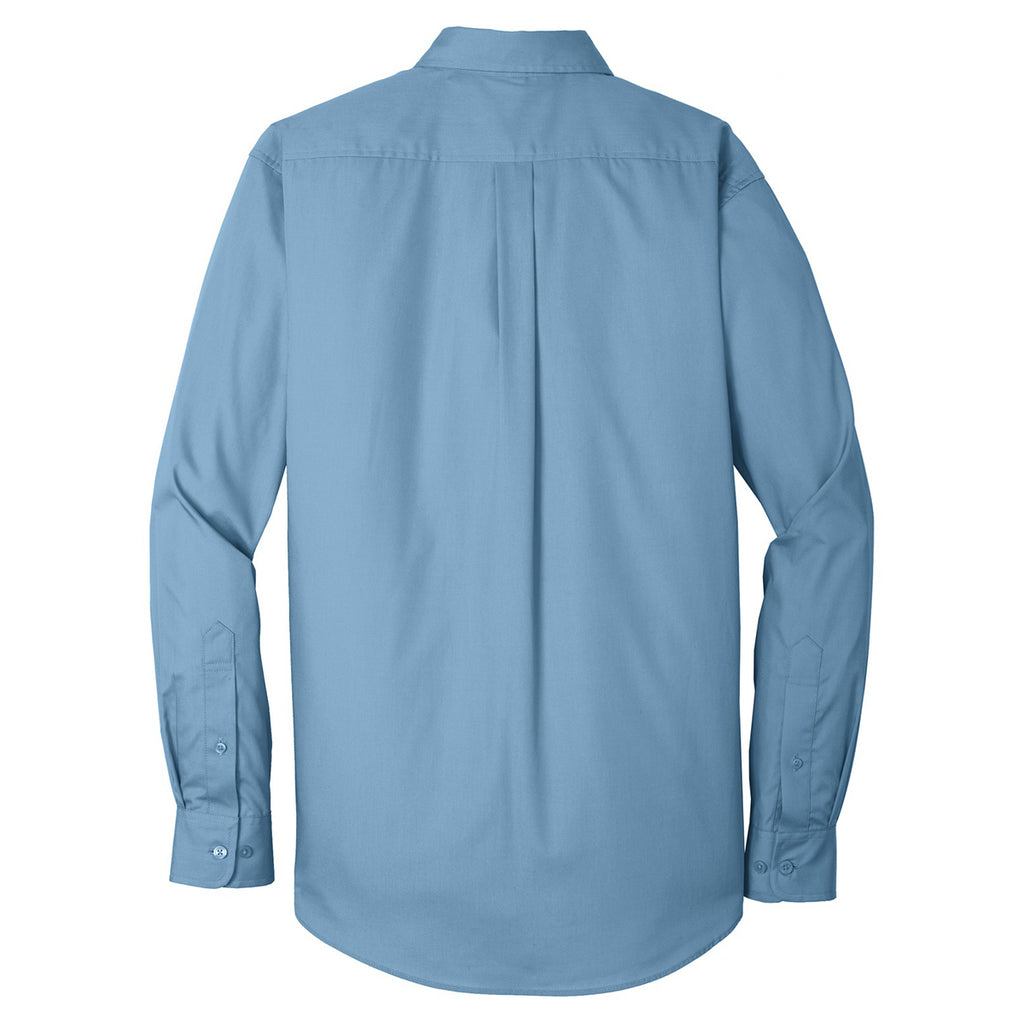 Port Authority Men's Carolina Blue Long Sleeve Carefree Poplin Shirt