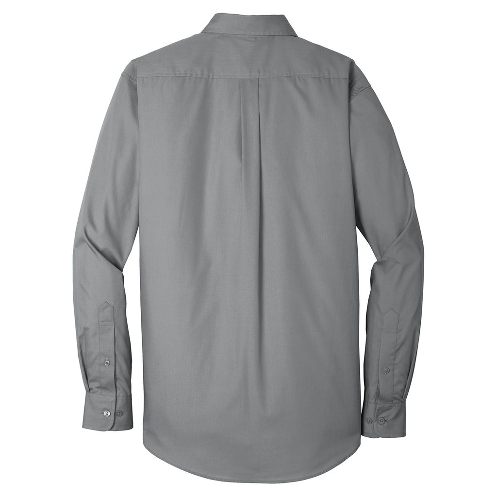 Port Authority Men's Gusty Grey Long Sleeve Carefree Poplin Shirt