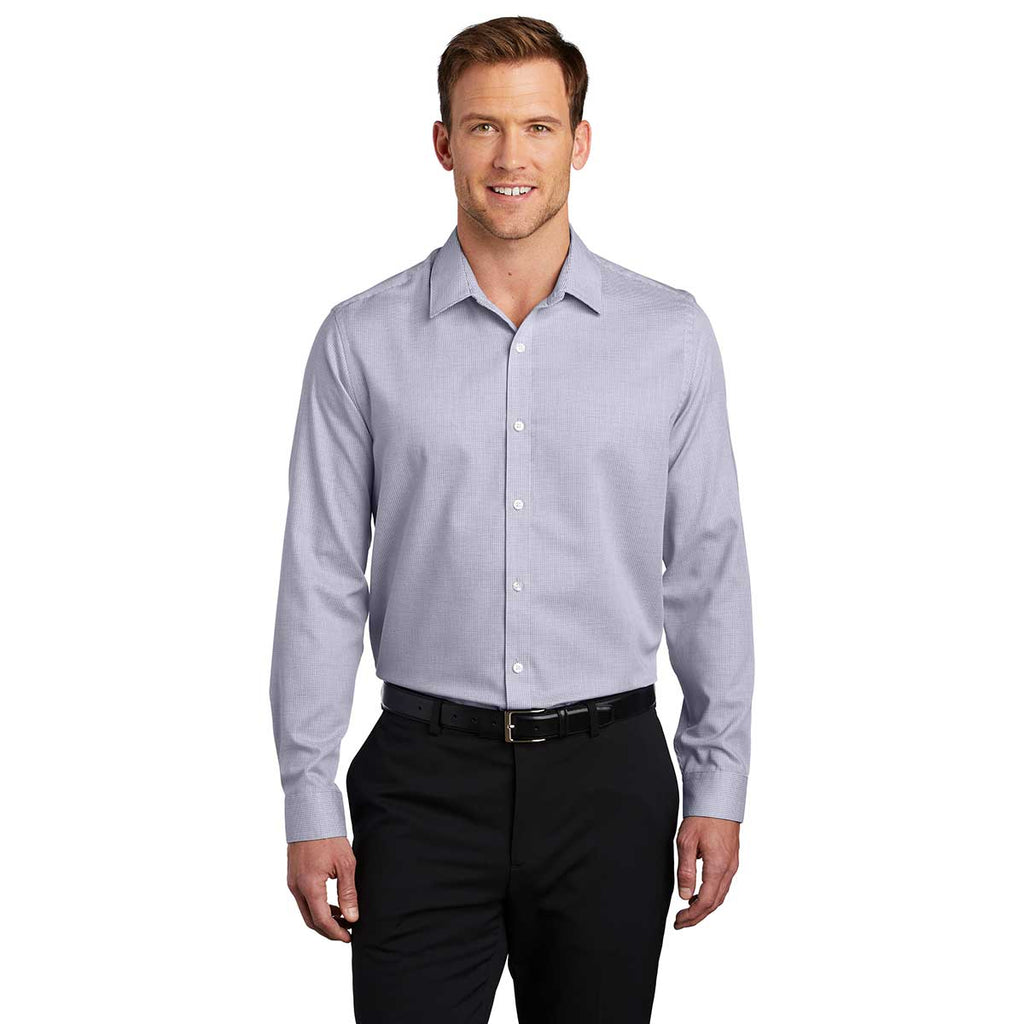 Port Authority Men's Gusty Grey/White Pincheck Easy Care Shirt