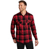 Port Authority Men's Engine Red/Black Plaid Flannel Shirt