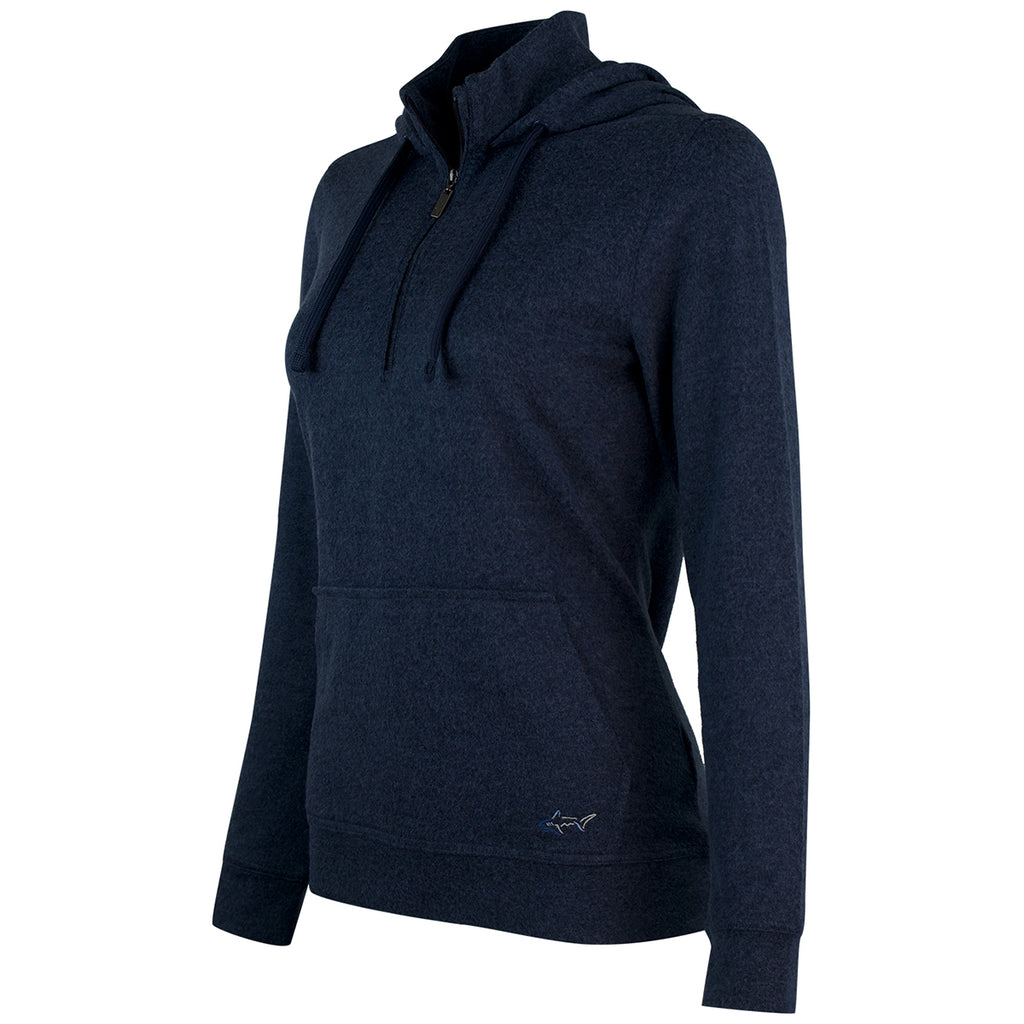 Greg Norman Women's Navy/Heather Lab 1/4 Zip Hoodie