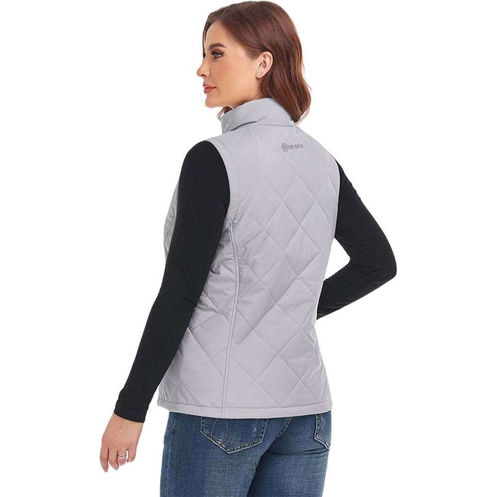 Ororo Women's Light Grey Heated Quilted Vest