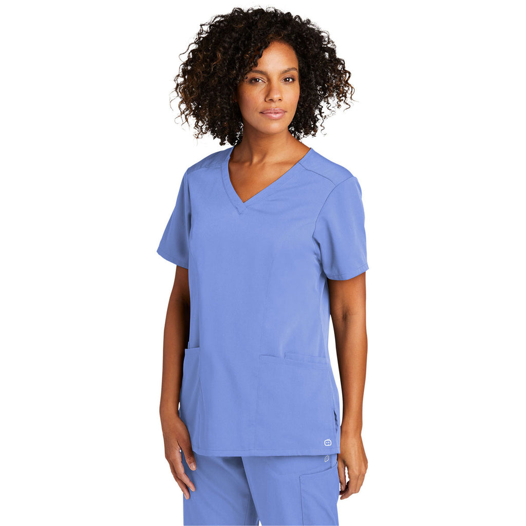 WonderWink Women's Ceil Blue Premiere Flex V-Neck Top