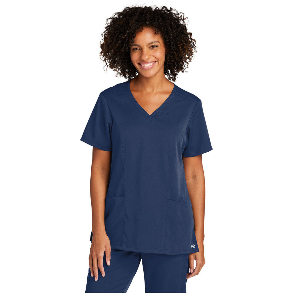 WonderWink Women's Navy Premiere Flex V-Neck Top