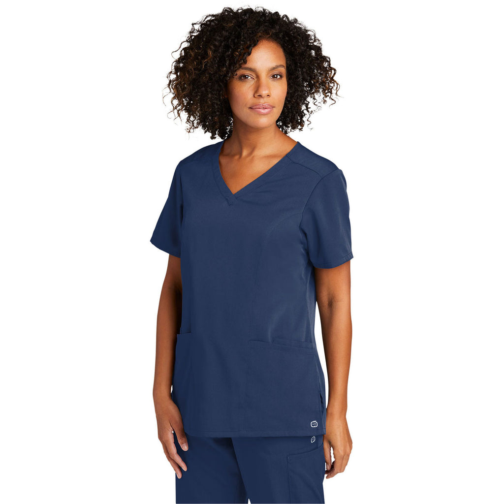 WonderWink Women's Navy Premiere Flex V-Neck Top