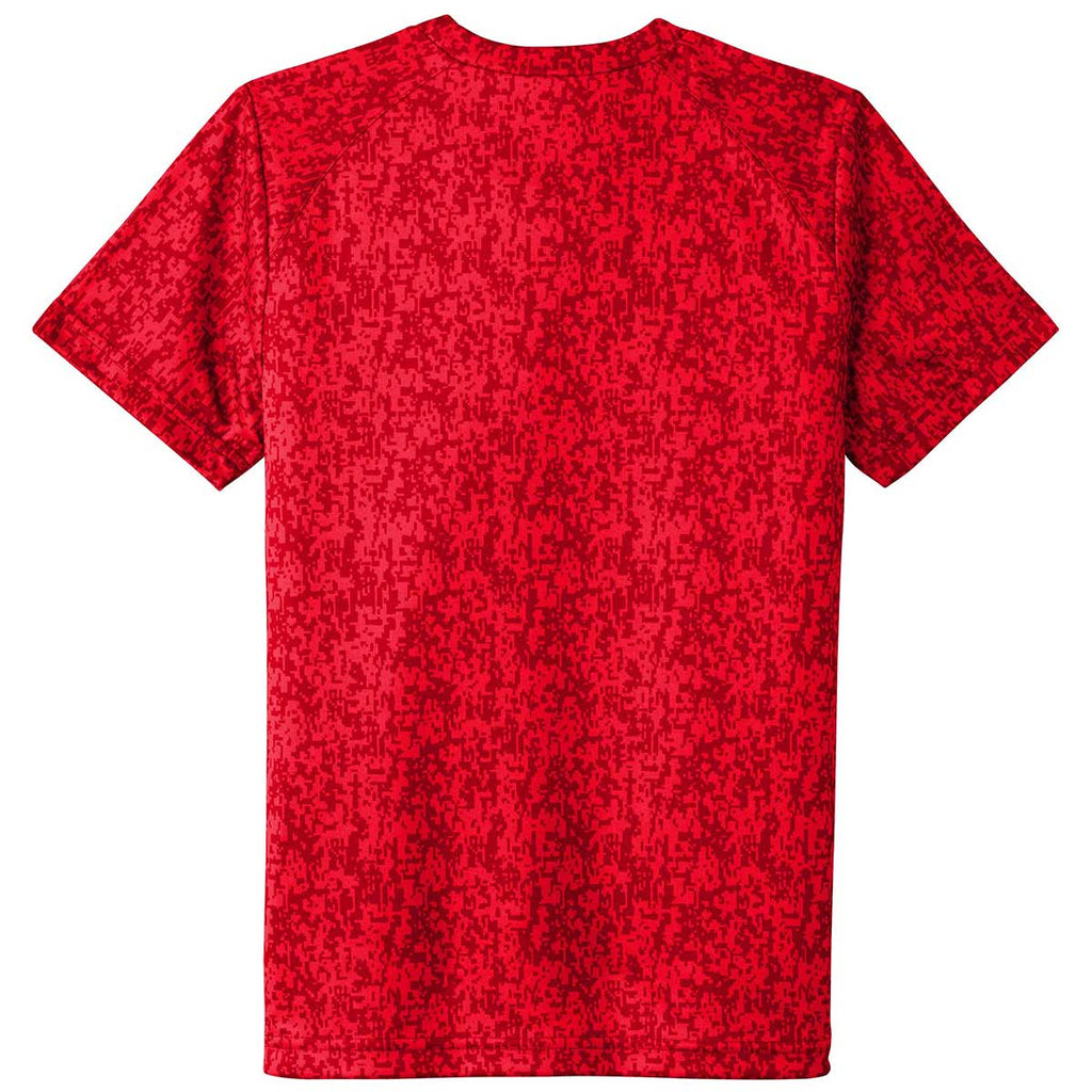 Sport-Tek Youth True Red PosiCharge Digi Camo Short Sleeve Tee